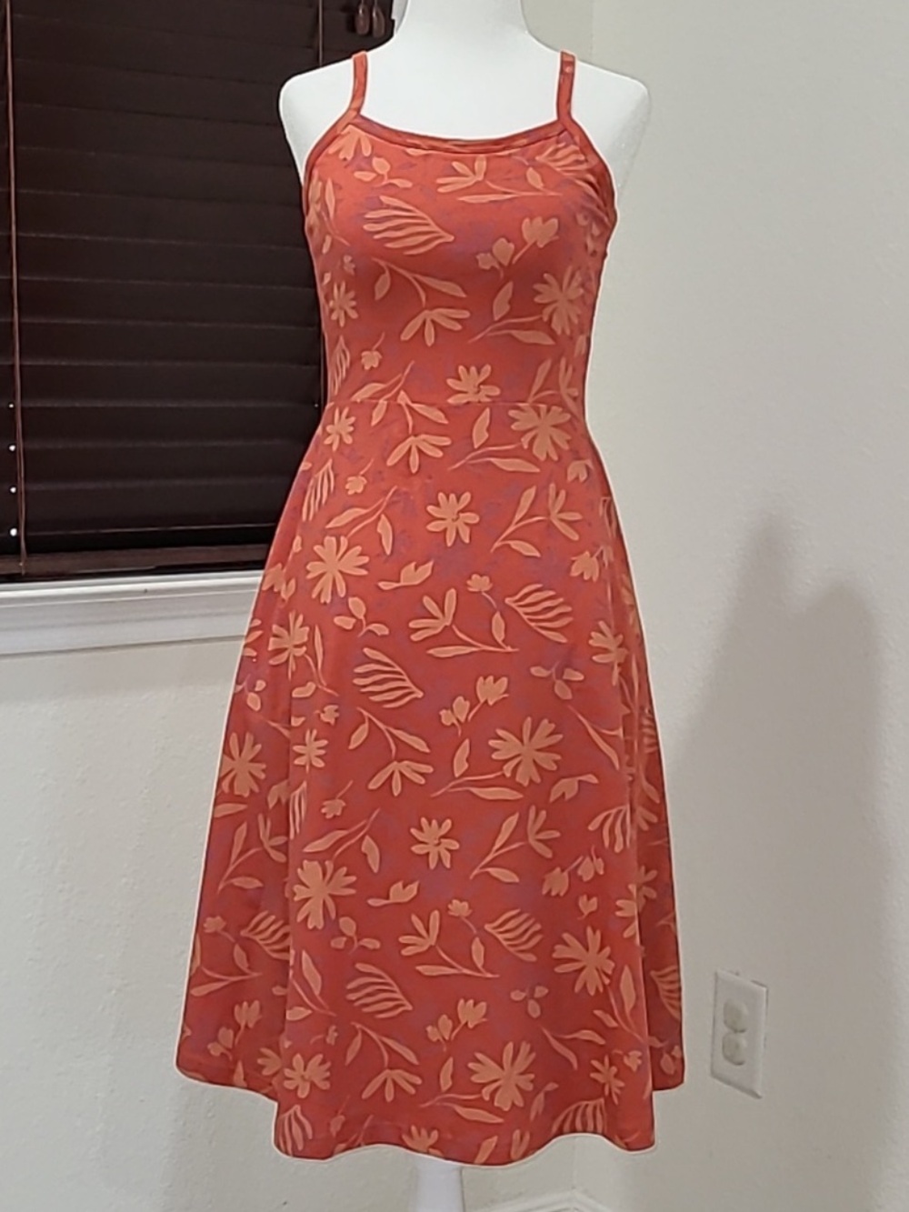 PACT- Organic Cotton Fit & Flare Shorty Orange Midi Dress, Size XL